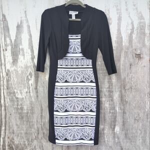 Joseph Ribkoff Vintage Sheath Dress Women's Size 4 Black & White OfficeSiren